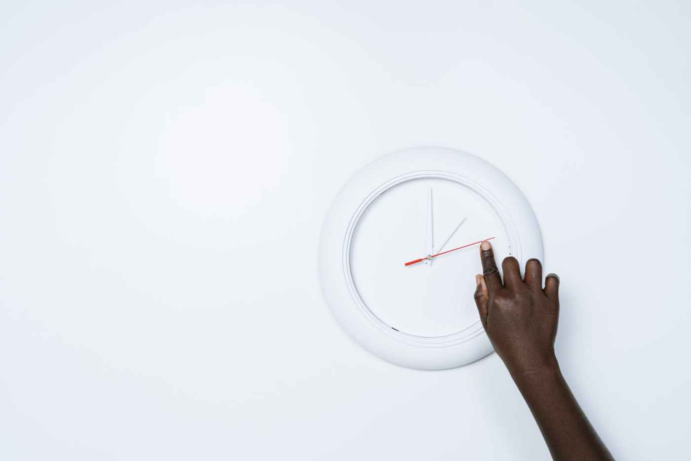 pointing on a arm of a clock